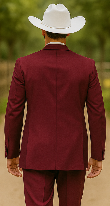 SKU#JA60892 Country Tuxedos For Weddings Mens Traje Vaquero Suit - Burgundy Tuxedo