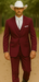 SKU#JA60892 Country Tuxedos For Weddings Mens Traje Vaquero Suit - Burgundy Tuxedo