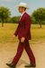 SKU#JA60892 Country Tuxedos For Weddings Mens Traje Vaquero Suit - Burgundy Tuxedo