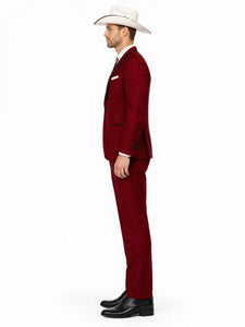 SKU#JA60892 Country Tuxedos For Weddings Mens Traje Vaquero Suit - Burgundy Tuxedo