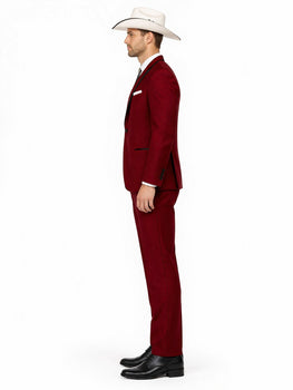 SKU#JA60892 Country Tuxedos For Weddings Mens Traje Vaquero Suit - Burgundy Tuxedo