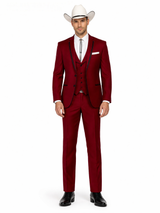 SKU#JA60892 Country Tuxedos For Weddings Mens Traje Vaquero Suit - Burgundy Tuxedo