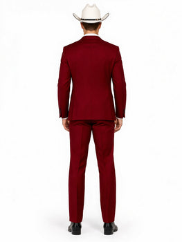 SKU#JA60892 Country Tuxedos For Weddings Mens Traje Vaquero Suit - Burgundy Tuxedo