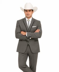 SKU#JA60894 Country Tuxedos For Weddings Mens Traje Vaquero Suit - Dark Grey Tuxedo Slim Fit