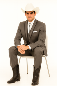 SKU#JA60894 Country Tuxedos For Weddings Mens Traje Vaquero Suit - Dark Grey Tuxedo Slim Fit