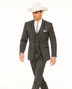 SKU#JA60894 Country Tuxedos For Weddings Mens Traje Vaquero Suit - Dark Grey Tuxedo Slim Fit