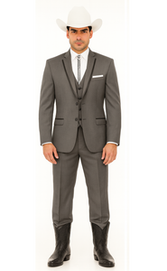 SKU#JA60894 Country Tuxedos For Weddings Mens Traje Vaquero Suit - Dark Grey Tuxedo Slim Fit
