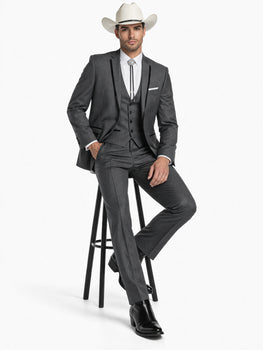 SKU#JA60894 Country Tuxedos For Weddings Mens Traje Vaquero Suit - Dark Grey Tuxedo Slim Fit