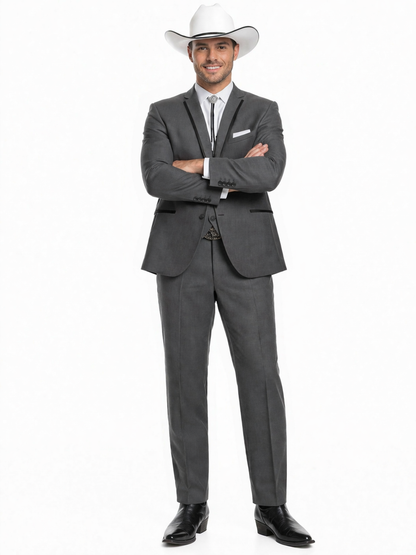 SKU#JA60894 Country Tuxedos For Weddings Mens Traje Vaquero Suit - Dark Grey Tuxedo Slim Fit