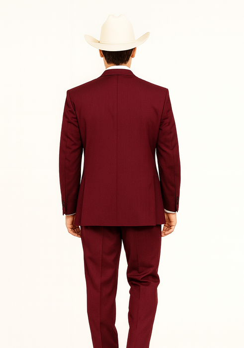 SKU#JA60892 Country Tuxedos For Weddings Mens Traje Vaquero Suit - Burgundy Tuxedo