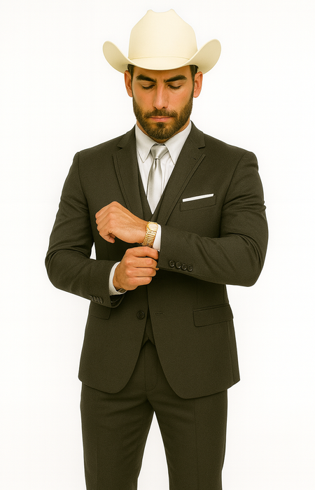 SKU#JA60894 Country Tuxedos For Weddings Mens Traje Vaquero Suit - Dark Grey Tuxedo Slim Fit