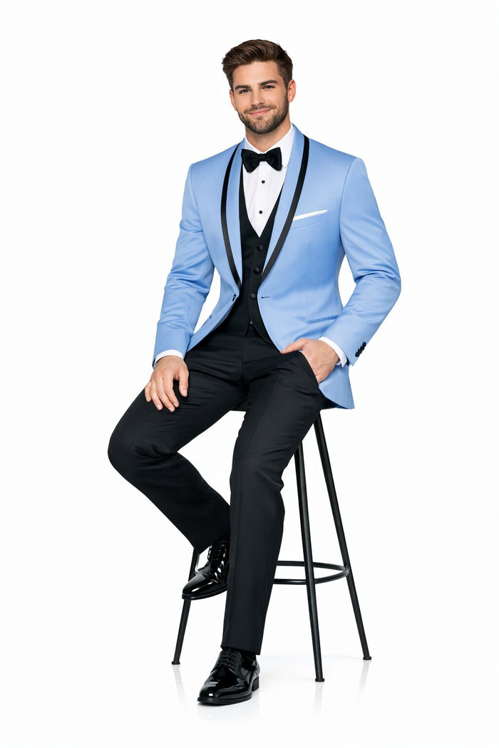 Sky Blue Tuxedo ~ Baby Blue Light Blue Tux Jacket And Vest And Pants