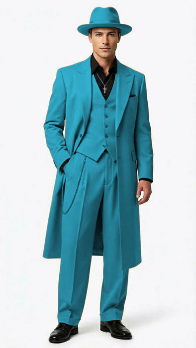 Men’s 1920s Beige Zoot Suit – Long Mafia Gangster Three-Piece Suit in Tan Khaki Color 40 inch Zuit Pachuco Suit