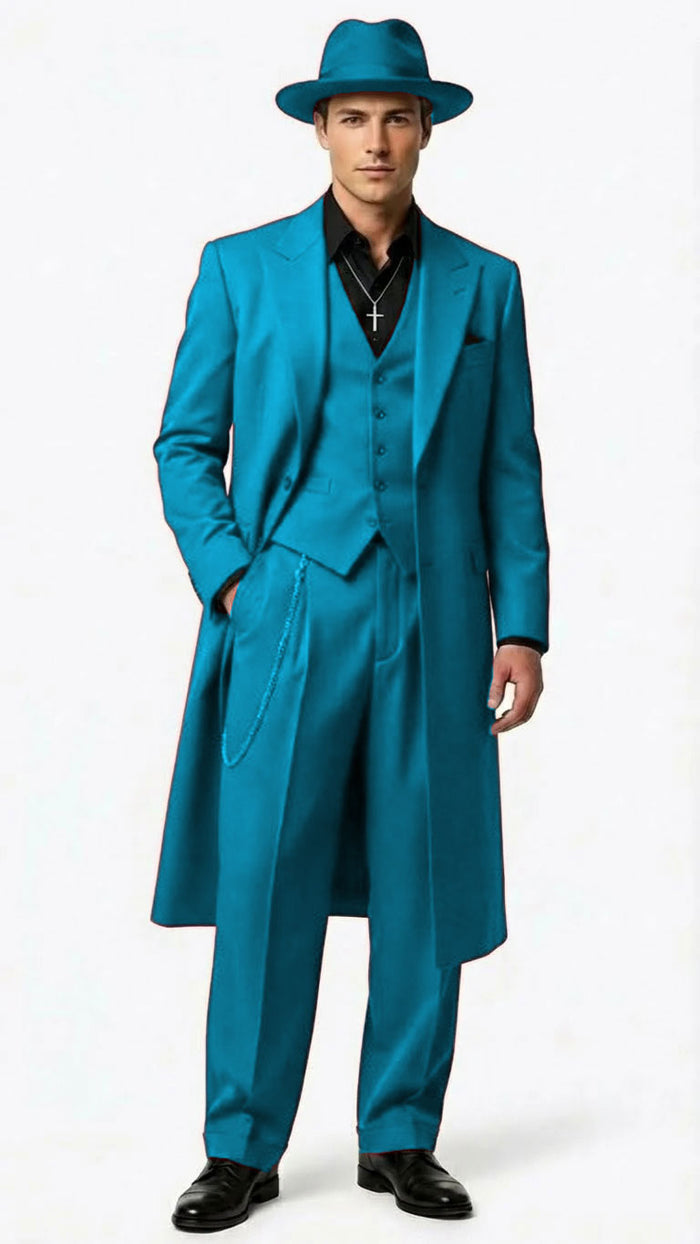 Men’s 1920s Burgundy Zoot Suit – Long Mafia Gangster Three-Piece Vintage Outfit Zuit Pachuco Style