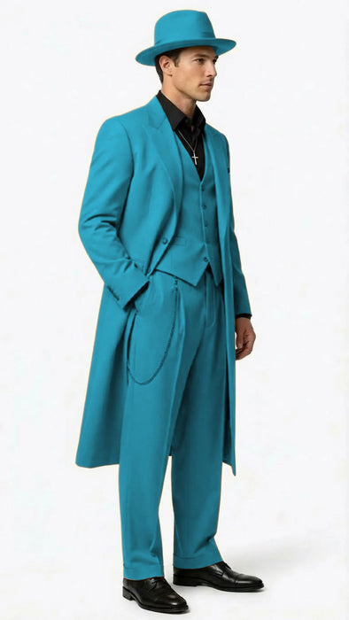 Men’s 1920s Beige Zoot Suit – Long Mafia Gangster Three-Piece Suit in Tan Khaki Color 40 inch Zuit Pachuco Suit