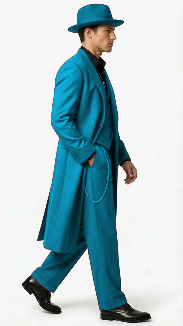 Men’s 1920s Burgundy Zoot Suit – Long Mafia Gangster Three-Piece Vintage Outfit Zuit Pachuco Style
