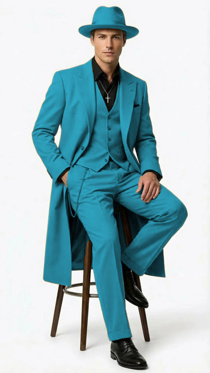 Men’s 1920s Beige Zoot Suit – Long Mafia Gangster Three-Piece Suit in Tan Khaki Color 40 inch Zuit Pachuco Suit