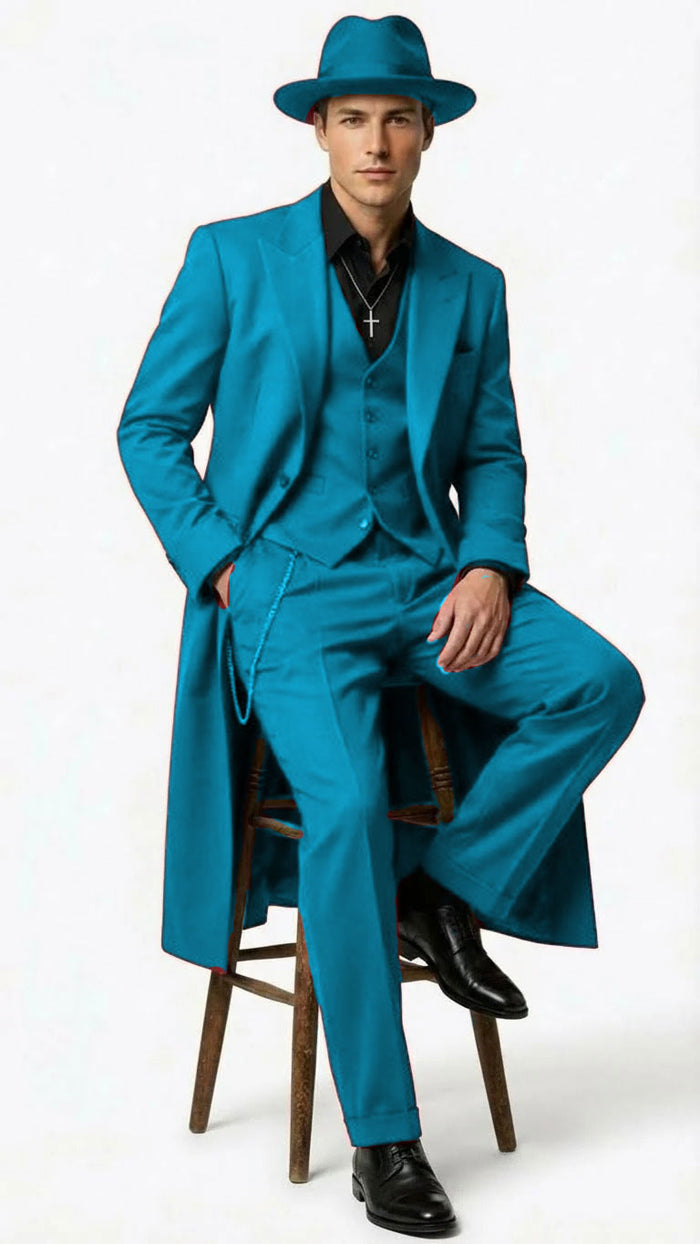 Men’s 1920s Burgundy Zoot Suit – Long Mafia Gangster Three-Piece Vintage Outfit Zuit Pachuco Style