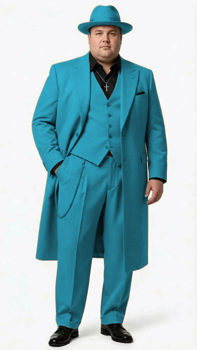 Men’s 1920s Beige Zoot Suit – Long Mafia Gangster Three-Piece Suit in Tan Khaki Color 40 inch Zuit Pachuco Suit