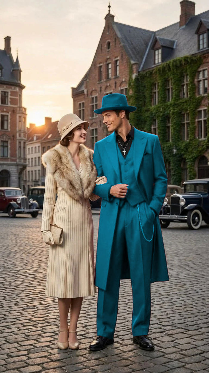 Men’s 1920s Burgundy Zoot Suit – Long Mafia Gangster Three-Piece Vintage Outfit Zuit Pachuco Style