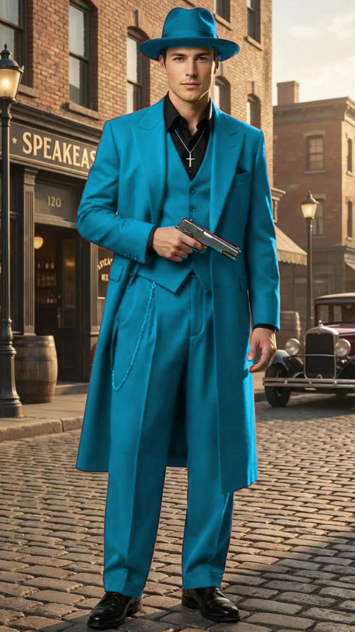 Men’s 1920s Burgundy Zoot Suit – Long Mafia Gangster Three-Piece Vintage Outfit Zuit Pachuco Style