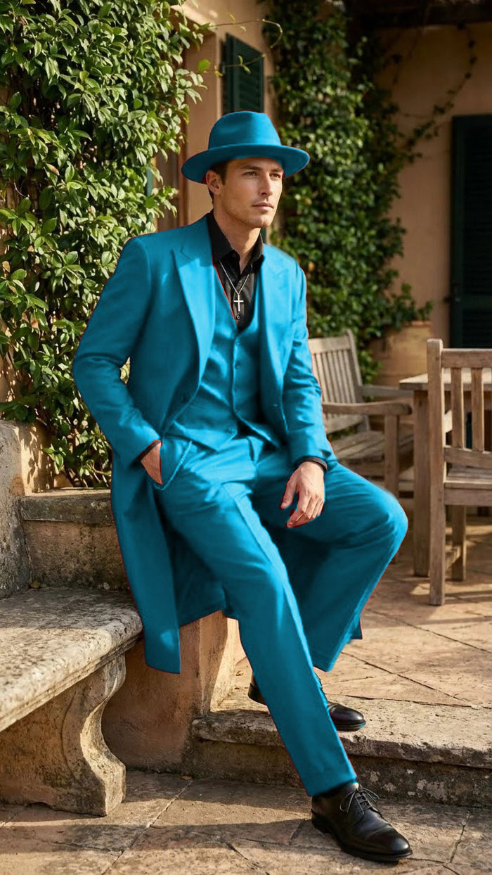 Men’s 1920s Burgundy Zoot Suit – Long Mafia Gangster Three-Piece Vintage Outfit Zuit Pachuco Style