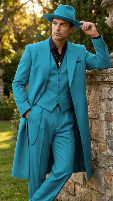 Men’s 1920s Beige Zoot Suit – Long Mafia Gangster Three-Piece Suit in Tan Khaki Color 40 inch Zuit Pachuco Suit