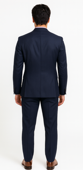 Vitali Brand Suits - Slim Fit 2 Button Sharkskin Textured Pattern Tapered Fit Suit With Vent Dark Blue Online Discount Fashion Sale