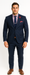 Vitali Brand Suits - Slim Fit 2 Button Sharkskin Textured Pattern Tapered Fit Suit With Vent Dark Blue Online Discount Fashion Sale