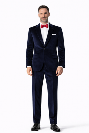 Slim Fit Dark Navy Velvet Suit