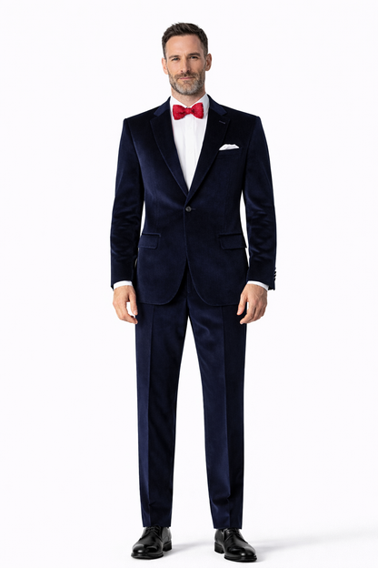 Slim Fit Dark Navy Velvet Suit