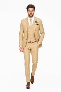 Men's Slim Fitted Euro Tapered Camel ~ Khaki ~ Bronze ~ Camel  ~ Canary Color 2 Buttons Vested