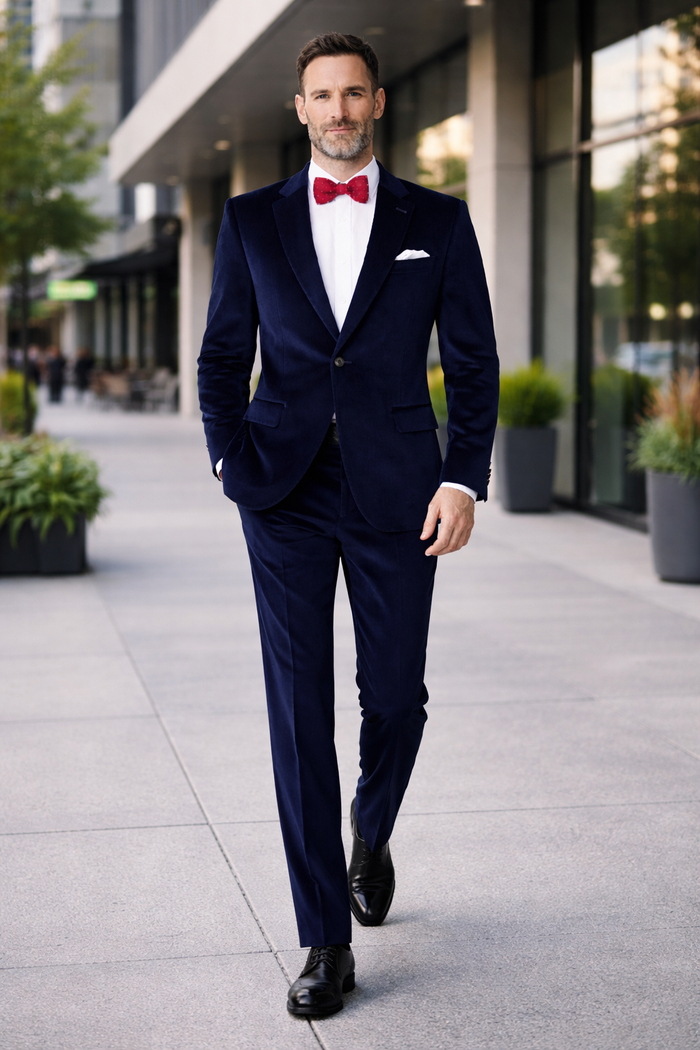 Slim Fit Dark Navy Velvet Suit