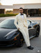 Mens 1 Button Shawl Lapel Vested Wool Prom | Wedding Tuxedo in Ivory