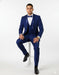 Mens 1 Button Shawl Lapel Vested Wool Wedding - Prom Tuxedo in Bright Sapphire Blue - Mens Slim Fitted Tuxedo