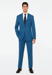 Slim Fit Suit - Fitted Suit Men'S Flat Front Pants Cobalt Blue ~ Indigo ~ Bright Blue ~ Teal Suit