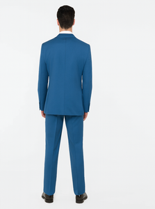 Slim Fit Suit - Fitted Suit Men'S Flat Front Pants Cobalt Blue ~ Indigo ~ Bright Blue ~ Teal Suit
