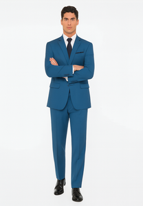 Slim Fit Suit - Fitted Suit Men'S Flat Front Pants Cobalt Blue ~ Indigo ~ Bright Blue ~ Teal Suit