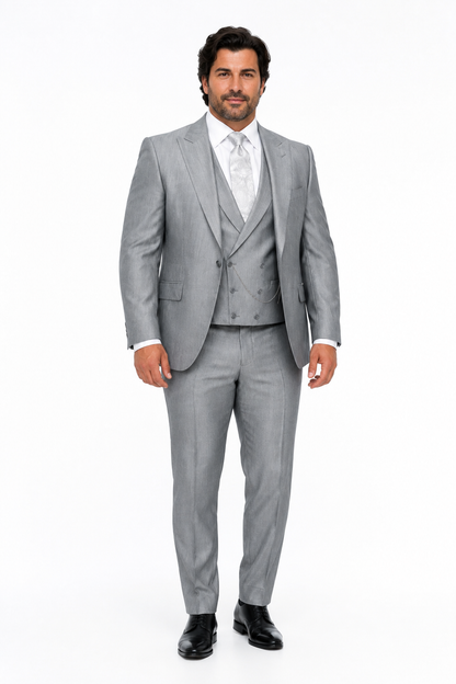 Slim Fit Suit - Vested Morning Light Grey Suit