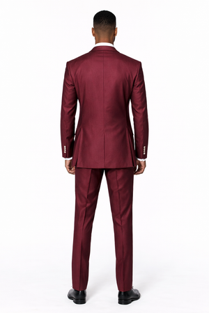 Slim Style   Milano Suits by Milano Moda Men's Burgundy ~ Wine ~ Maroon Suit  Shiny Flashy 3 Piece Burgundy Men's Sharkskin Suit