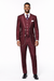 Slim Style   Milano Suits by Milano Moda Men's Burgundy ~ Wine ~ Maroon Suit  Shiny Flashy 3 Piece Burgundy Men's Sharkskin Suit