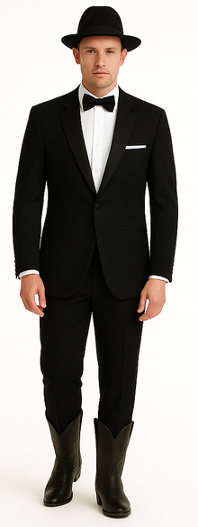 Slk3 Peak Collor One Button Super 120's Wool + Shirt + Bow Tie Suits