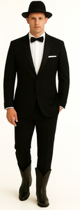 Slk3 Peak Collor One Button Super 120's Wool + Shirt + Bow Tie Suits