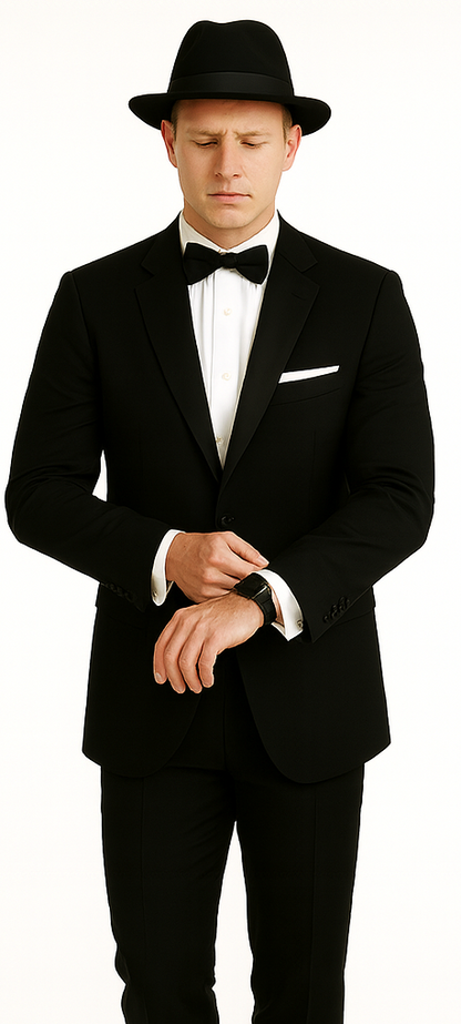Slk3 Peak Collor One Button Super 120's Wool + Shirt + Bow Tie Suits