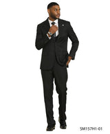 Stacy Adams Men's 3 Piece Hybrid Fit Suit - Tone on Tone Stripe Modern Fit