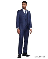 Stacy Adams Men's 3 Piece Hybrid Fit Suit - Large Checker Pattern Modern Fit