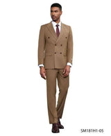 Stacy Adams Men's 2 Piece Pinstripe Hybrid Fit Suit - Double Breasted Modern Fit
