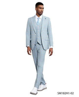 Stacy Adams Men's 3 Piece Windowpane Suit - Hybrid Fit Modern Fit