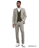Stacy Adams Men's 3 Piece Glen Plaid Hybrid Fit Suit - Accented Vest Modern Fit
