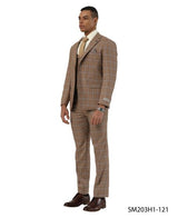 Stacy Adams Men's 3 Piece Hybrid Fit Suit - Plaid Pattern Modern Fit